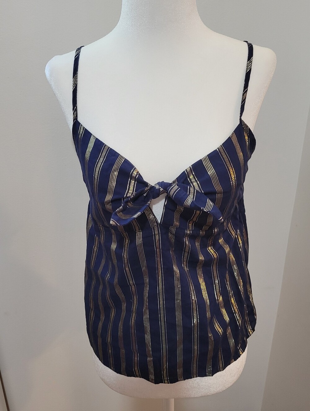 New With Flaws! Victorias Secret Blue And Gold Cotton Blend Lightweight Cami